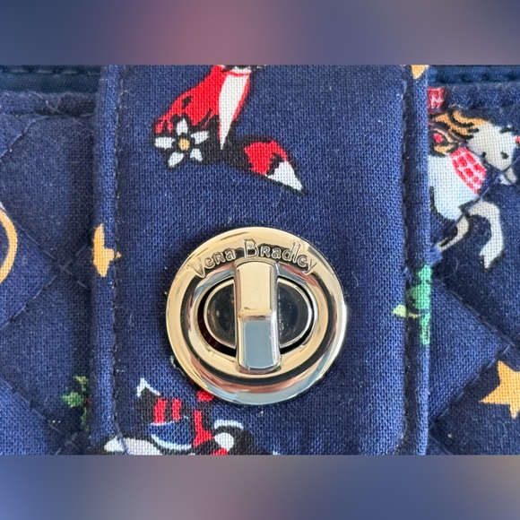 Vera Bradley RFID Turnlock Wallet Holiday Snow Globe Motifs Navy Blue Christmas - Picture 4 of 13